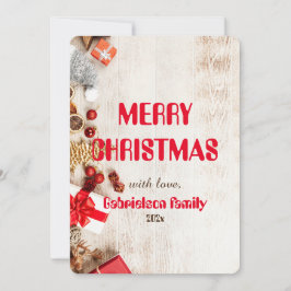 Cartes Pour Fêtes Annuelles famille élégante de noël en bois personnaliser