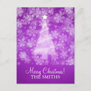 Cartes Pour Fêtes Annuelles Famille Falling Snowflakes Violet de Noël