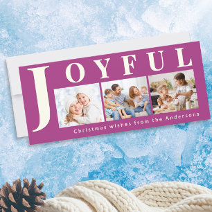 Cartes Pour Fêtes Annuelles Famille Joyeuse 3 Collage de Photos Magenta Noël