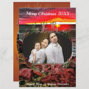 Cartes Pour Fêtes Annuelles Famille Joyeux Noël Banderas Coucher de soleil 914