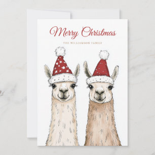 Cartes Pour Fêtes Annuelles Famille Llama de Noël