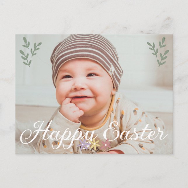 Cartes Pour Fêtes Annuelles famille Moderne Calligraphie Photo Joyeux Pâques (Devant)