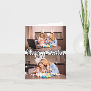 Cartes Pour Fêtes Annuelles Famille moderne personnalisée 2 photos Pâques