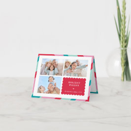 Cartes Pour Fêtes Annuelles FAMILLE MULTI PHOTO moderne frontière mignonne rou