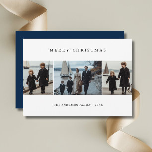 Cartes Pour Fêtes Annuelles Famille Noël Bleu Maritime Photo Nautique