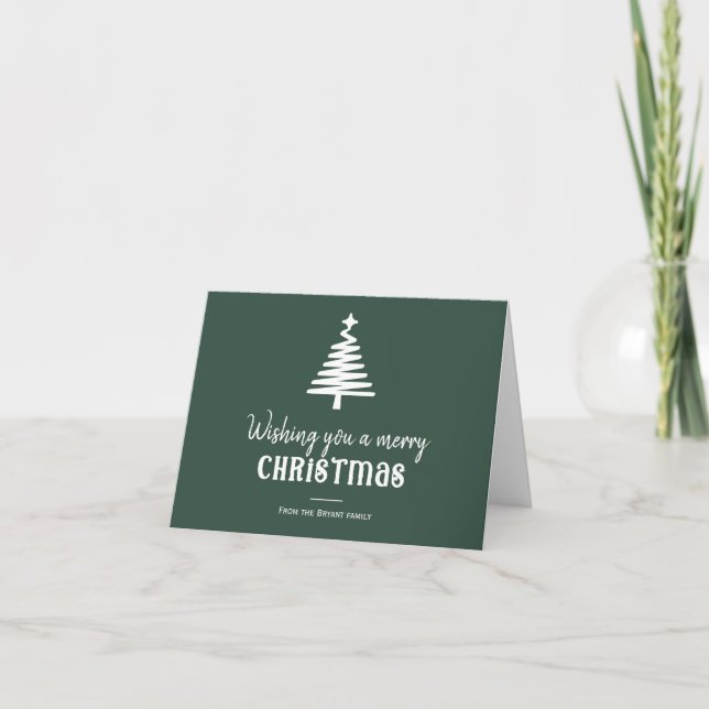Cartes Pour Fêtes Annuelles Famille Noël simple arbre vert (Devant)