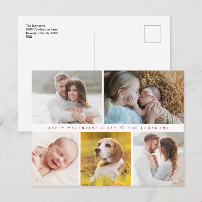 Cartes Pour Fêtes Annuelles Famille personnalisée Heureuse Sainte-Valentin mod (Devant / Derrière)
