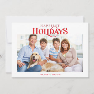 Cartes Pour Fêtes Annuelles FAMILLE PHOTO moderne minima typographie rouge
