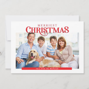Cartes Pour Fêtes Annuelles FAMILLE PHOTO moderne simple typographie rouge