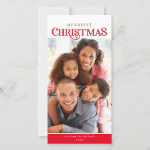 Cartes Pour Fêtes Annuelles FAMILLE PHOTO moderne simple typographie rouge