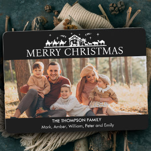 Cartes Pour Fêtes Annuelles Famille Photo Simple Nativité Noël religieux
