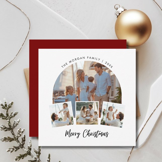 Cartes Pour Fêtes Annuelles Famille Rouge Photo Plage de Noël Nautique (Créateur téléchargé)