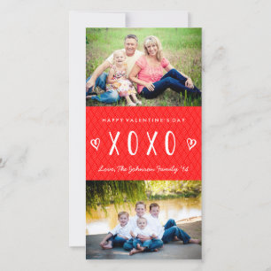 Cartes Pour Fêtes Annuelles Famille XOXO Rouge Blanc Saint Valentin