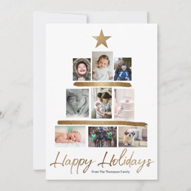 Cartes Pour Fêtes Annuelles Family Christmas tree photo Collage Year Review (Devant)
