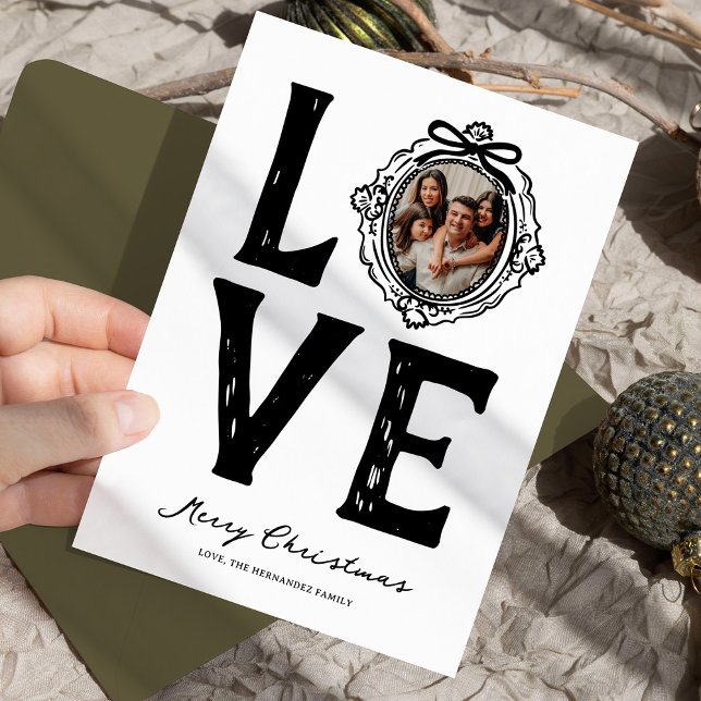 Cartes Pour Fêtes Annuelles Family Love Doodle Photo Noël (Créateur téléchargé)
