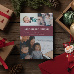 Cartes Pour Fêtes Annuelles Family Love Peace and Joy Photo Holly Christmas