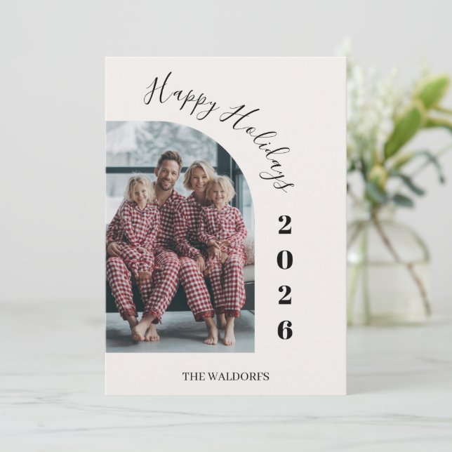Cartes Pour Fêtes Annuelles Family Photo Christmas Card | Happy Holidays (Debout devant)