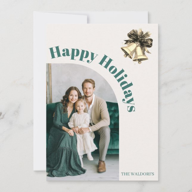 Cartes Pour Fêtes Annuelles Family Photo Christmas Card | Happy Holidays (Devant)