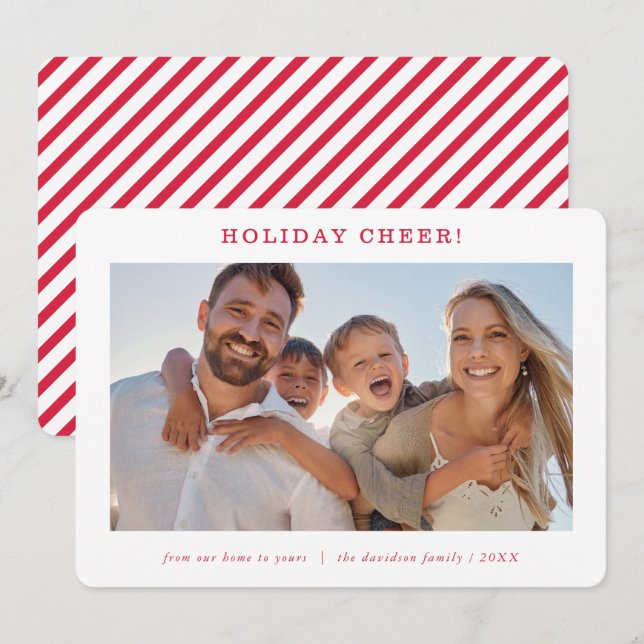 Cartes Pour Fêtes Annuelles FAMILY PHOTO modern minimal simple festive red (Devant / Derrière)