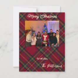 Cartes Pour Fêtes Annuelles Family Photo plaid Christmas Flat Holiday Card