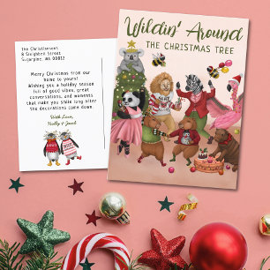 Cartes Pour Fêtes Annuelles Fantaisie autour de l'arbre de Noël