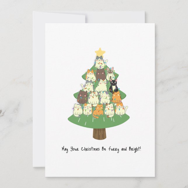 Cartes Pour Fêtes Annuelles Fantaisie Business Chat Noël (Devant)