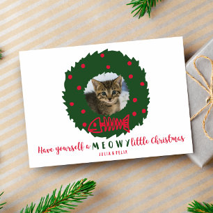 Cartes Pour Fêtes Annuelles Fantaisie Chat Couronne de Noël avec votre chaton 