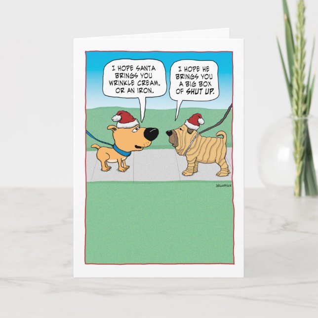 Cartes Pour Fêtes Annuelles Fantaisie de chien rince Noël (Devant)