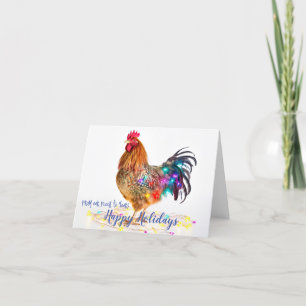 Cartes Pour Fêtes Annuelles Fantaisie Jardin poulet Rooster feux de Noël