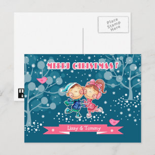 Cartes Pour Fêtes Annuelles Fantaisie Patinage enfants Noël