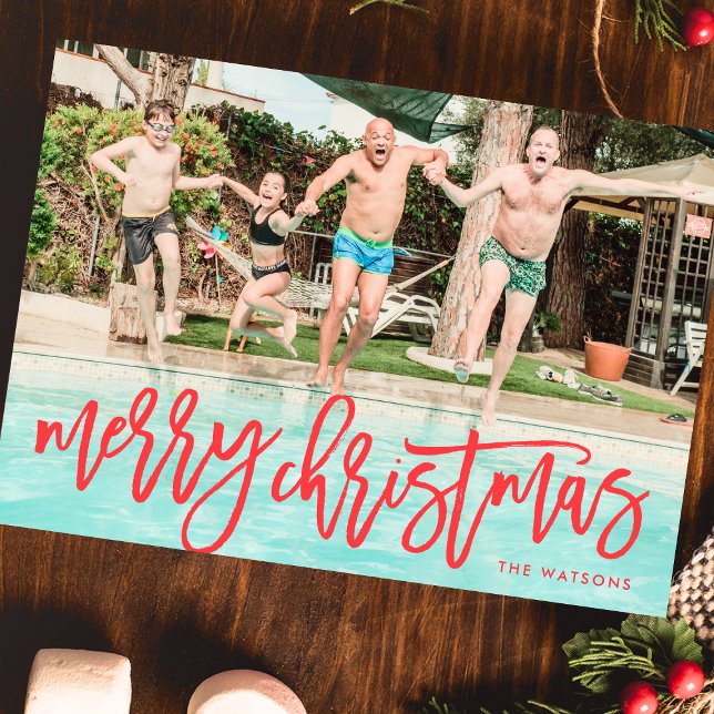 Cartes Pour Fêtes Annuelles Fantastique Red Merry Christmas Photo (Créateur téléchargé)
