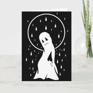Cartes Pour Fêtes Annuelles fantôme au coeur brisé sous la pluie