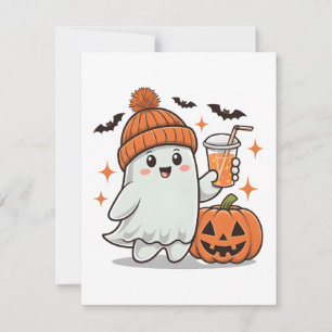 Cartes Pour Fêtes Annuelles Fantôme, chauves-souris, Citrouille Et Boire, Joli