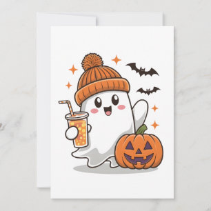 Cartes Pour Fêtes Annuelles Fantôme, chauves-souris, Citrouille Et Boire, Joli