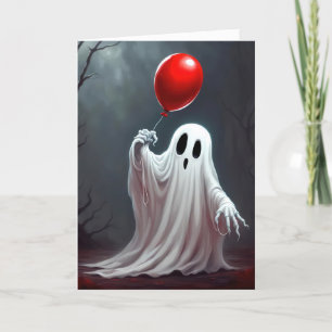 Cartes Pour Fêtes Annuelles Fantôme D'Halloween Avec Ballotte Rouge