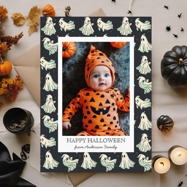 Cartes Pour Fêtes Annuelles Fantôme Halloween Mon premier bébé Boo  (Créateur téléchargé)