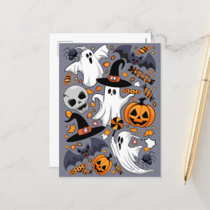 Cartes Pour Fêtes Annuelles Fantômes Monstres mignons Éffrayants et Déplaisant