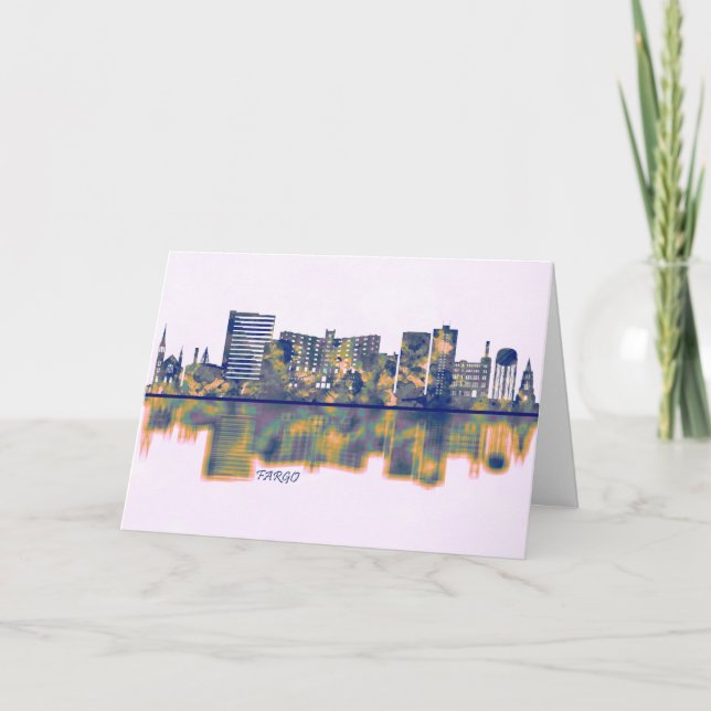 Cartes Pour Fêtes Annuelles Fargo Skyline (Devant)