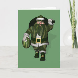 Cartes Pour Fêtes Annuelles Farmer de pastèque Santa Claus