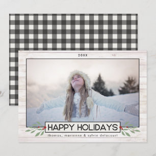 Cartes Pour Fêtes Annuelles Farmhouse Holiday   Chèque de bison noir et blanc