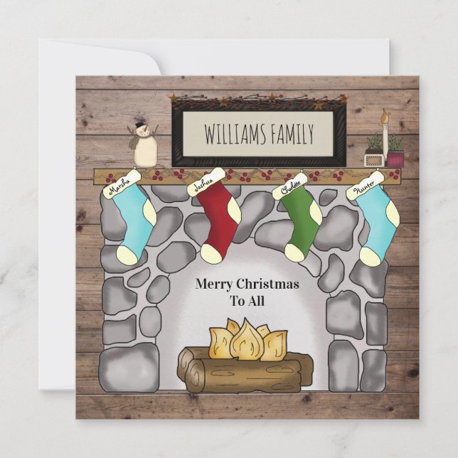 Cartes Pour Fêtes Annuelles Farmhouse Rustic Primitive Home & Heart Name (Devant)