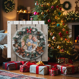 Cartes Pour Fêtes Annuelles Farmhouse Wreath Personnalisable Famille Noël