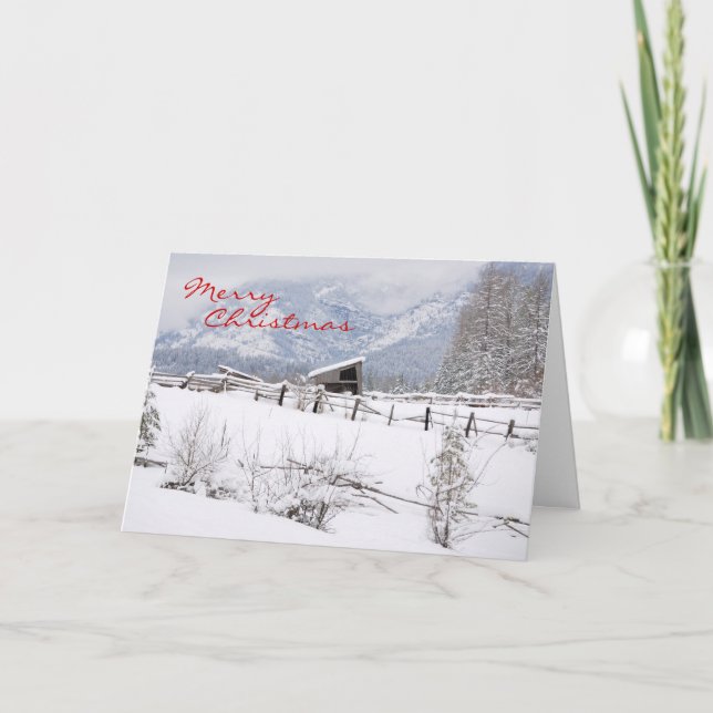 Cartes Pour Fêtes Annuelles Farmstead en hiver, Joyeux Noël (Devant)