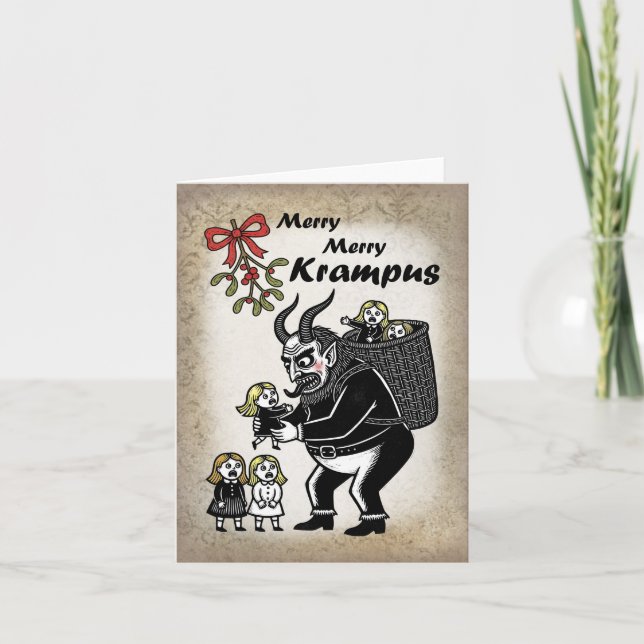 Cartes Pour Fêtes Annuelles Fat Krampus Grabbing Girls Funny Naughty Christmas (Devant)