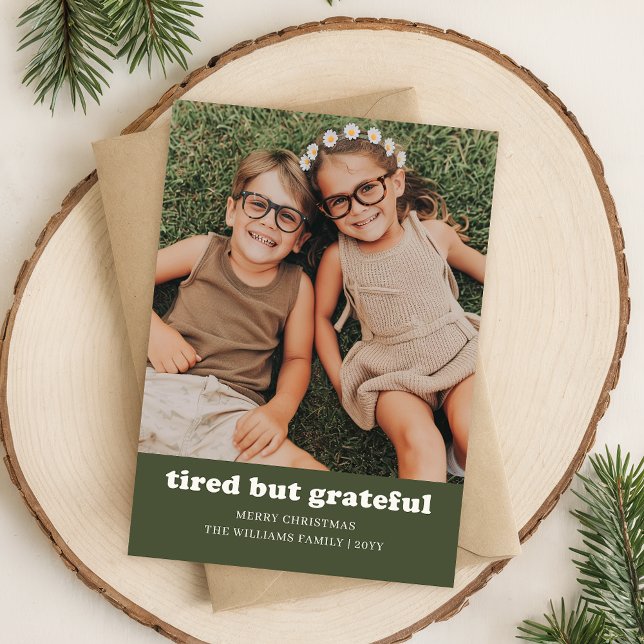 Cartes Pour Fêtes Annuelles Fatigué mais gracieux Funky Family Photo Noël (Créateur téléchargé)