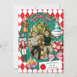 Cartes Pour Fêtes Annuelles Faux Glitter Christmas Ornaments Card 