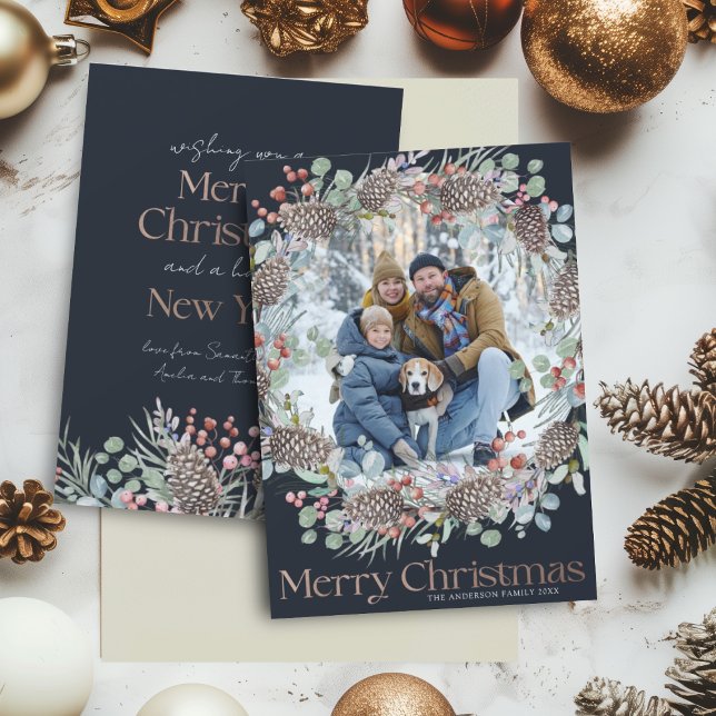 Cartes Pour Fêtes Annuelles Faux Gold & Blue Joyeux Noël (Créateur téléchargé)