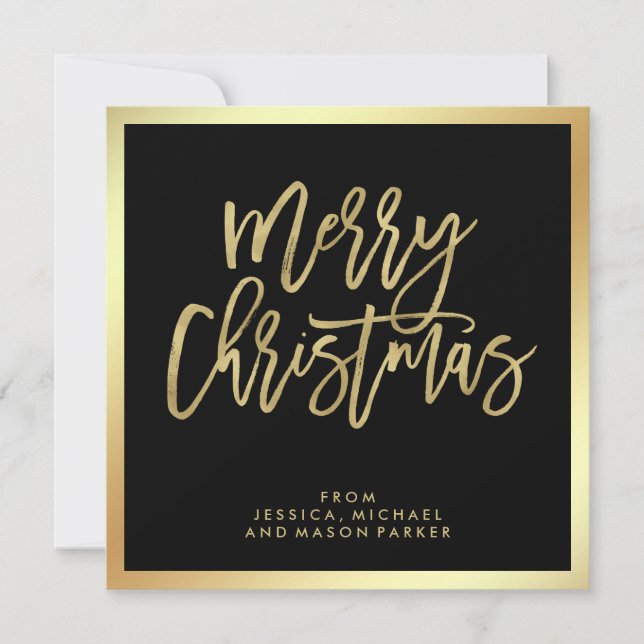 Cartes Pour Fêtes Annuelles Faux Gold et Black Joyeux Noël (Devant)