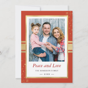 Cartes Pour Fêtes Annuelles Faux Gold Foil Cadre Paix et Amour Photo