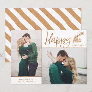 Cartes Pour Fêtes Annuelles Faux Gold Foil Elégant Happy Photo Blanc